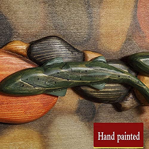 HJW Praktische opbergrek Rustieke landelijke ingang drijvende plank met haken, driedimensionaal reliëf geschilderd paneel voor fotolijst plantenpot kleding hoed sleutel opslag 1Huiyang-01020, a - Image 4