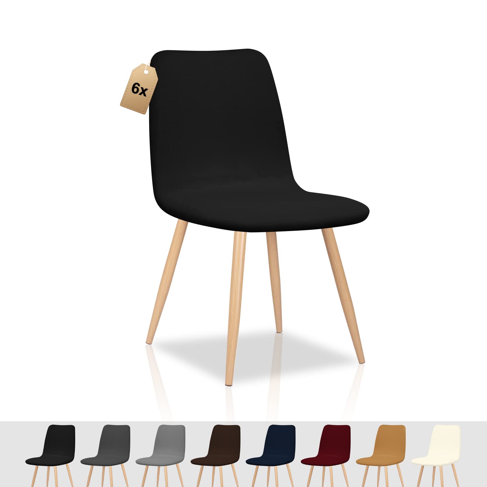 FIGOOO Coprisedie Elasticizzati con Schienale 6 Pezzi Fodere per Sedia Scandinavo Coprisedia con Schienale Rotondo Coprisedia Ufficio Universale Coprisedia da Cucina per Sala da Pranzo(Nero,6pcs)