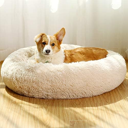 JEMA Dog Beds for Medium Dogs Donut Calming Dog Bed Washable, Comfortable Round Cute Durable Pet Beds with Removable Pillow