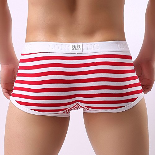 Generic New Men's Cotton Stripe Casual Boxer Briefs,Elastic Waistband Sexy Bulge Enhancing Adjustable Multiway Underwear2