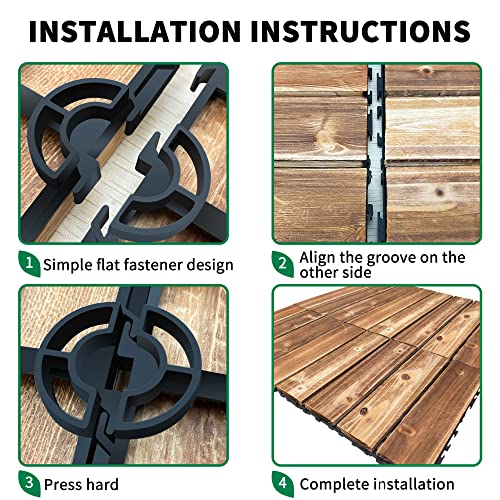 8 Pcs Wooden Flooring Kit, Natural Wood Deck Tiles Waterproof Plastic Base Interlocking Tiles Wooden Flooring Home Office Yard Swimming Pool Outdoor Indoor Hardwood Flooring Decking Tile (12 * 12In) #TOP4