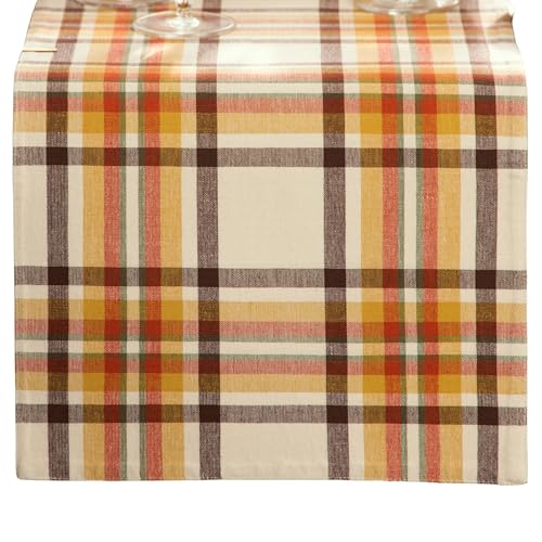 Elrene Home Fashions Russet Harvest Woven Plaid Table Runner, 13'x70'
