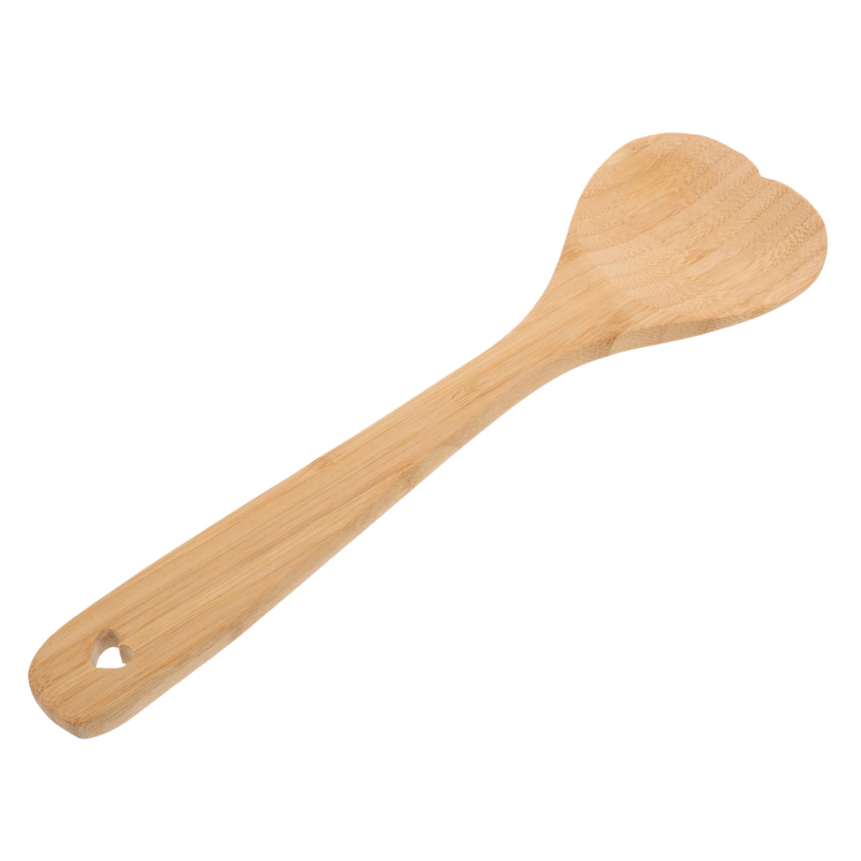 Unomor Heart Shaped Wooden Spoon Soup Spoons Reusable Salad Spoon Salad Serving Spoons Salad Serving Utensil Long Handle Spoon Reusable Spoon Mixing Spoon Kitchen Ladle Light Brown