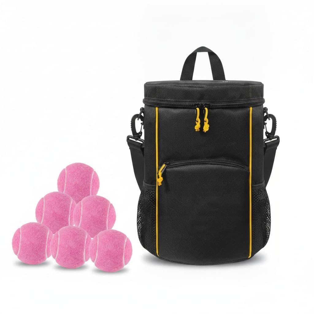 Pelotas de Tenis para Entrenamiento Al Aire Libre con Bolsa de Transporte Deportiva con Capacidad para hasta 45 Pelotas, Además de Bolsillo Frontal Y