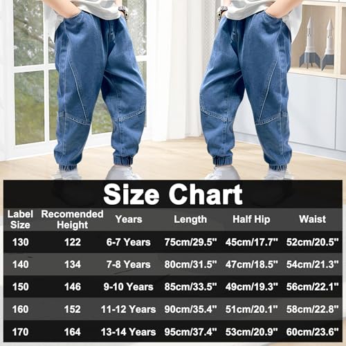 Baogaier Jeans Garçon Enfants Baggy Pantalon avec Poches, Bleu, 7-8 Ans – vue 6