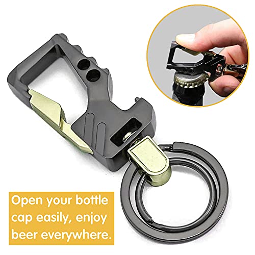 Justtop Car Key Chain With 2 Key Rings, Carabiner Key Chain Bottle Opener For Men And Women(Gun Color And Golden) #TOP3