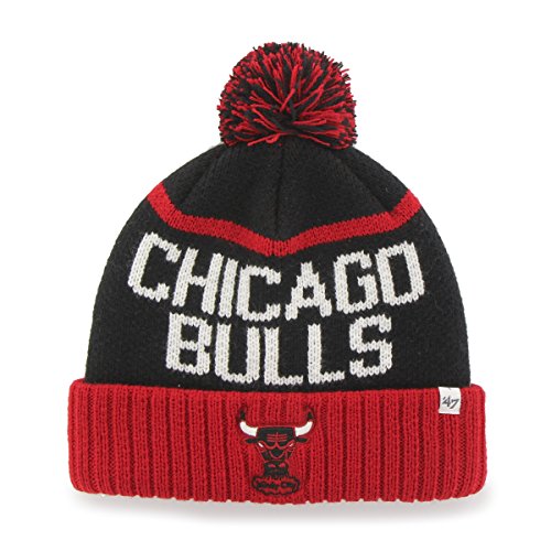 NBA Chicago Bulls '47 Linesman Cuff Knit Hat with Pom, One Size Fits Most, Black