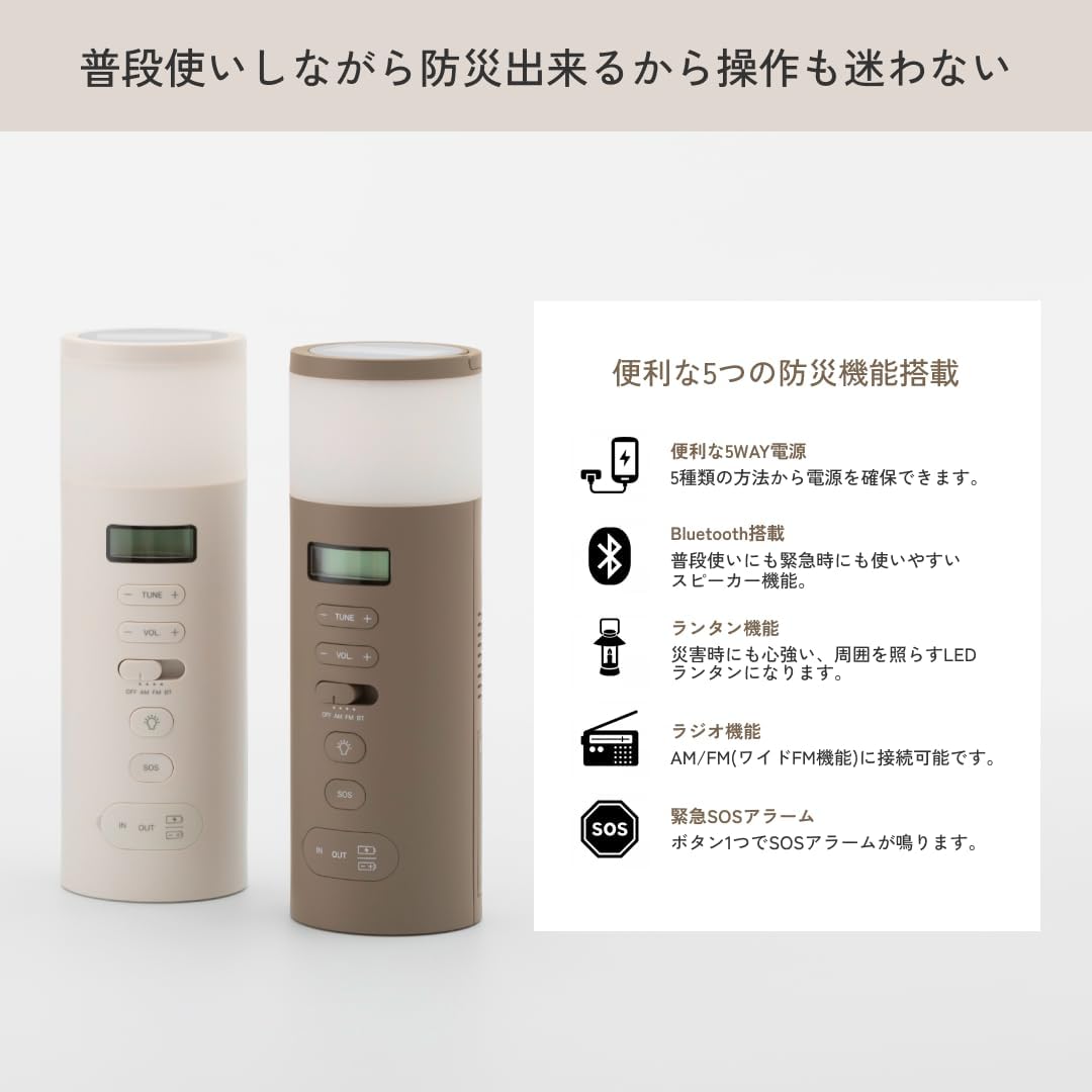 多機能ラジオ】±0 防災ラジオ XAR-J010 (ホワイト) ソーラー 多機能