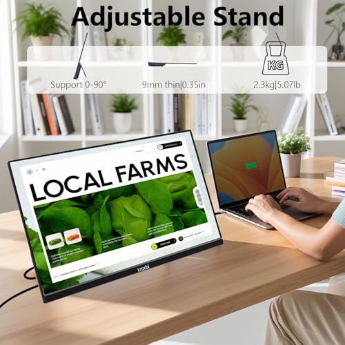 Lrtzcbi 23.8 Inch 200Hz Portable Monitor, FHD 1080P IPS Gaming Display USB-C HDMI für Laptop PC Mac Phone PS4/5 Xbox, Tragbarer Monitor with Speakers Kickstand VESA Compatible