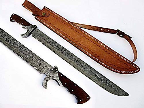Poshland Sw-555, Handmade Damascus Steel 23 Inches Sword - Beautiful G-10 Micarta Handle with Damascus Steel Bolsters