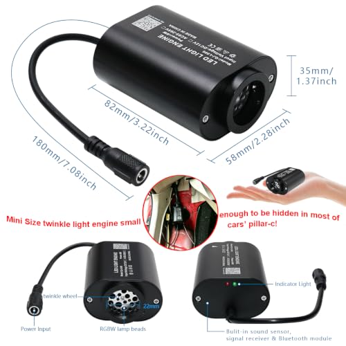 Image of AKEPO 6W Extremely Mini Twinkle Fiber Optic Starlights Headliner Lights Kit | 1350pcs*9.8ft /3m*0.02in End Glow Strands Music Activated APP&Remote Control Optical Star Ceiling Kit for Car /Home