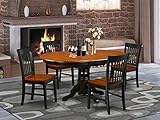 EAST WEST FURNITURE KENO5-BCH-W 5Pc Dinette Set Includes an Oval 42/60 Inch Dining Table with Butterfly Leaf and 4 Wood Seat Chairs, Black and Cherry Finish, Black & Cherry