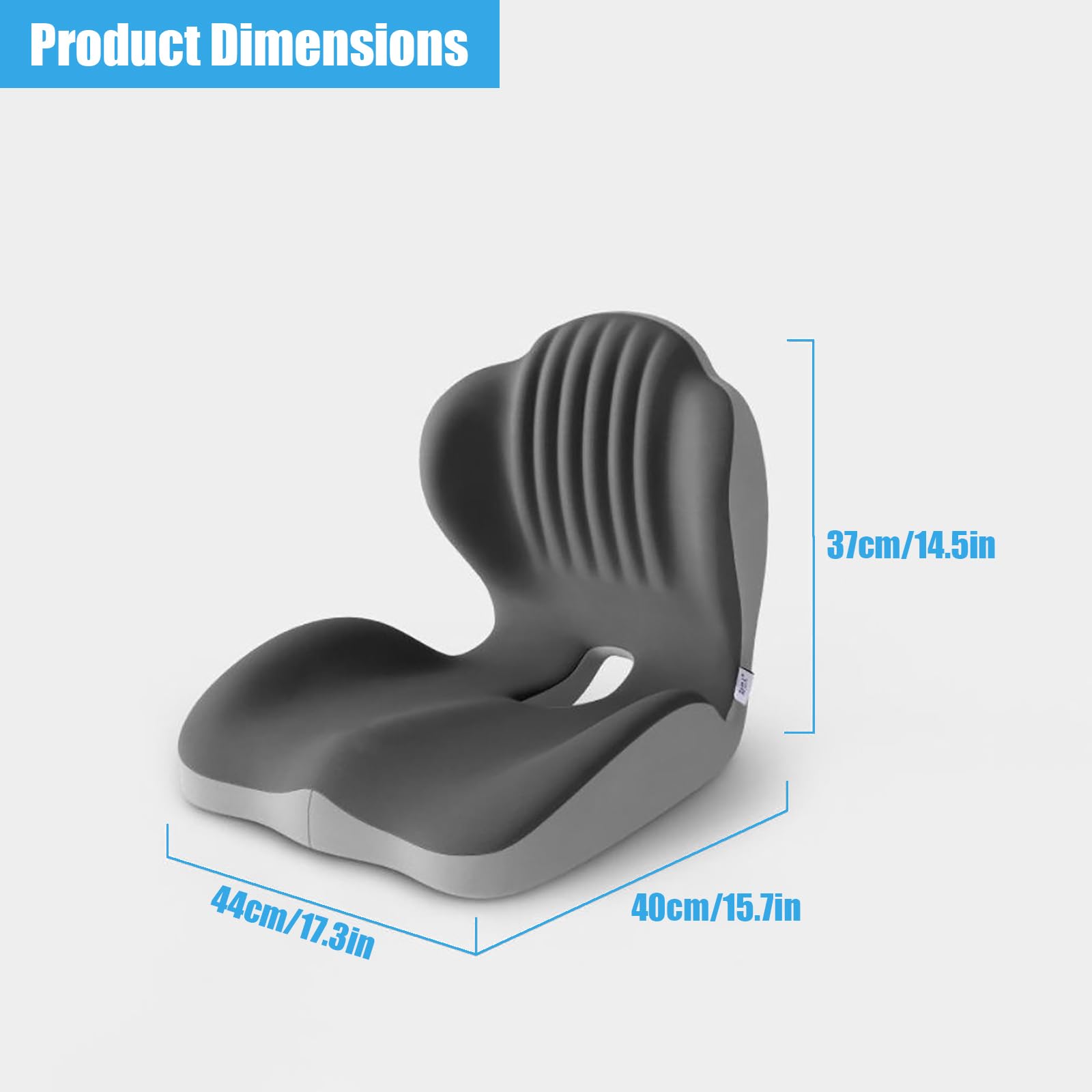 Cuscino ergonomico a forma di L con supporto lombare, cuscino per sedia in memory foam, per stare seduti e guidare a lungo (44 x 40 x 37 cm, A)