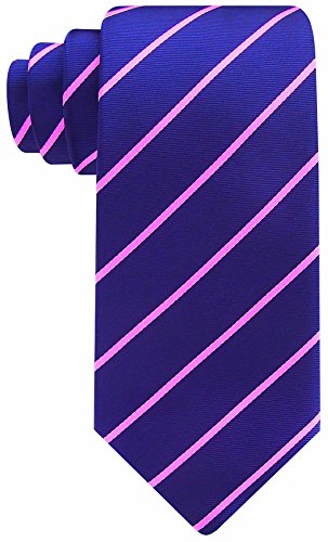 Scott Allan Collection Navy Blue & Pink Necktie for Men - Jacquard Woven Classic Striped Tie - Dark Blue Pink Wedding Tie for Groom