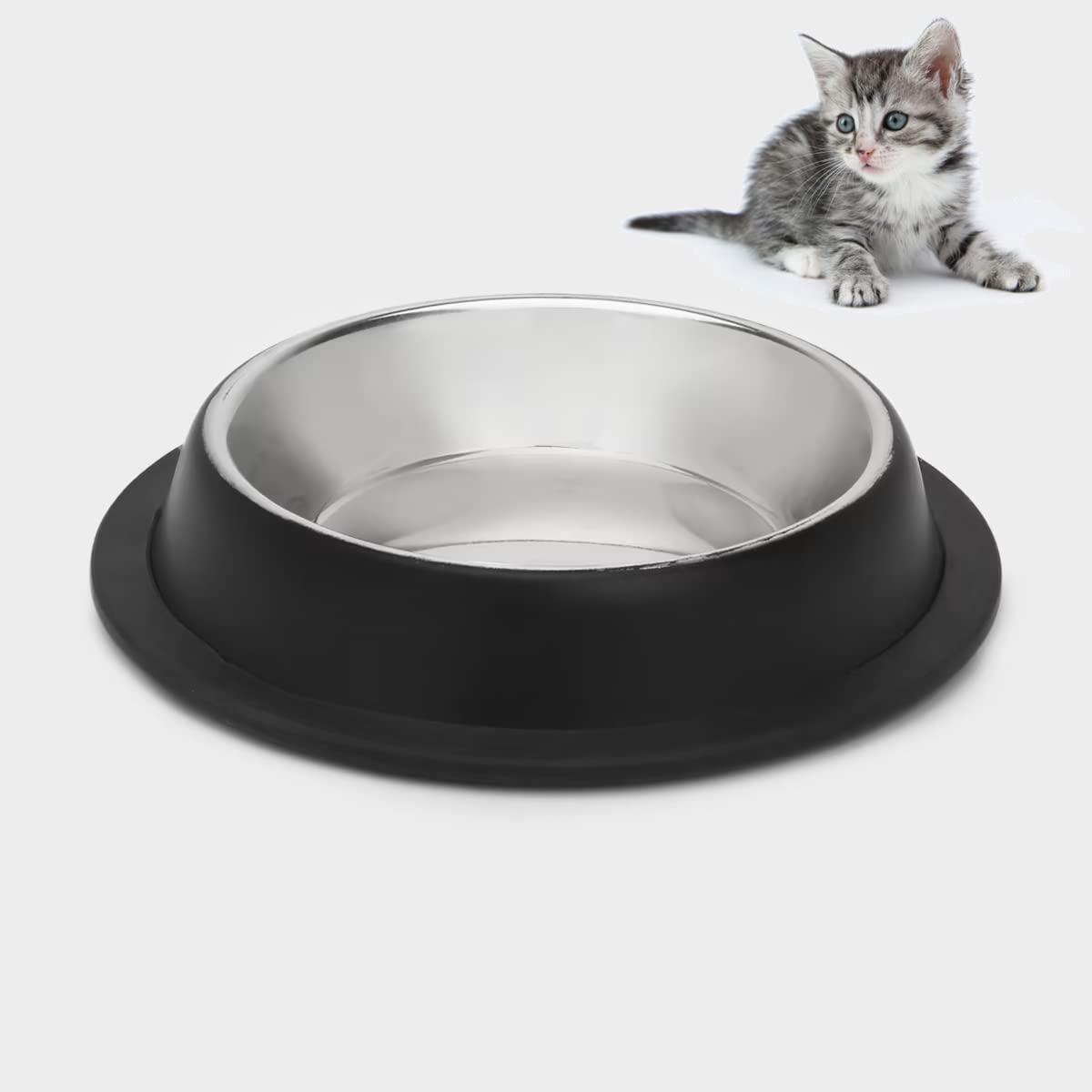 Pet Me Stainless Steel Anti-Skid Cat and Puppy Feeding Bowl Water Bowl, Black (Pack of 2) (B0B65NB88P) Amazon Price History, Amazon Price Tracker