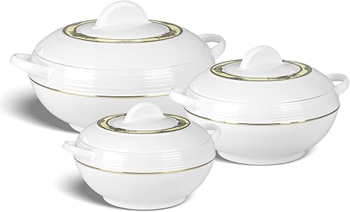 Ambiente - Juego de ollas térmicas para alimentos (1,2, 1,6 y 2,5 litros), color blanco