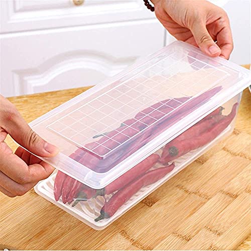 Image of Stewit Food Storage Container with Removable Drain Plate and Lid, 1500ml Clear Plastic Produce Keeper and Fridge Organizer Box for Fresh Meat, Fruits, and Vegetables (Pack Of 2, 1500 ML)