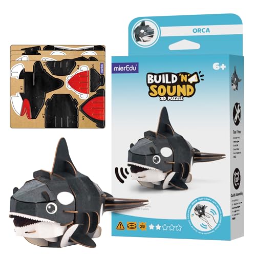 MierEdu 3D Puzzle Orca - Build & Sound Animal Toy - Ages 6+