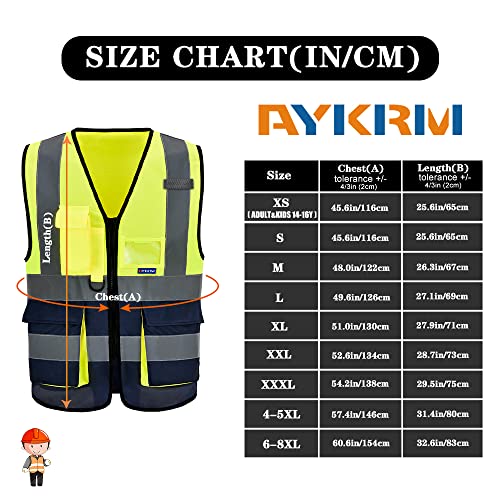 AYKRM 21 Farben Personalisierte bedruckbare Warnweste aufdruck mit Text oder mehrfarbigem Logo und Mehreren Taschen, Warnschutz Arbeitsweste Sicherheitsweste mit bedruckbare