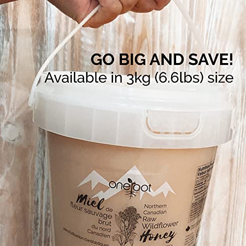 Oneroot 100% Canadian Raw Honey (3Kg/6.6Lb) – Honey Unfiltered, Unheated & Creamed Honey – Natural Sweetener White Thick Wildflower Honey Rich In Nutrients With Enzymes #TOP3