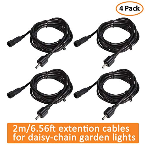 ECOWHO Cable de extensión para luces de picos de jardín, luces para exteriores 4 en 1 o 6 en 1 Daisy-Chain LED Iluminación de paisaje Focos eléctricos con cable 2 m de cable de 4 paquetes
