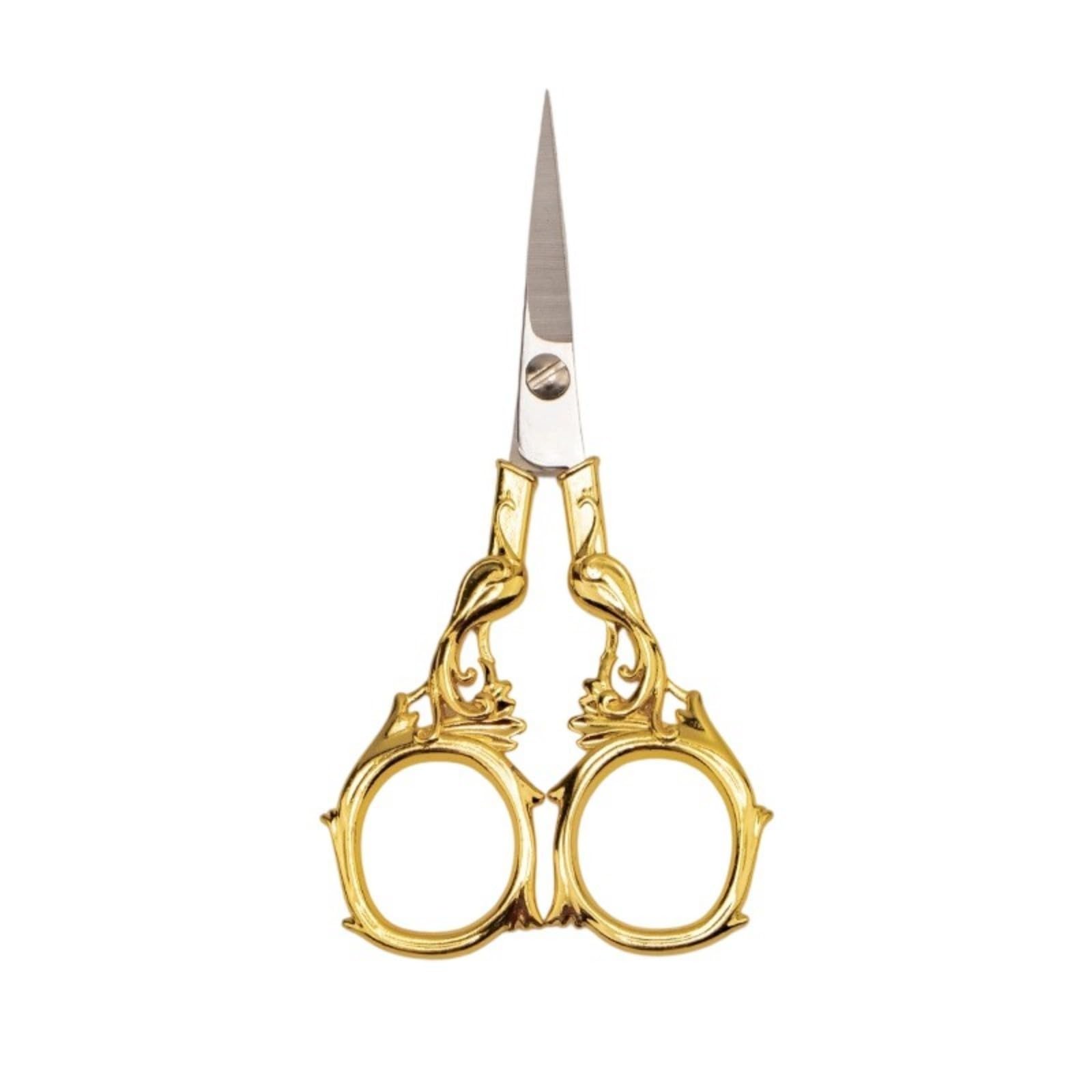 Jtqyfi Imitation Of Gold Portable Antique Design Stainless Steel Craft Scissors Shears Cutting For Embroidery Thread And Home Decoration Vintage Engraved Embroidery Scissors