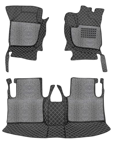 Image of Antiskid Premium 7D Car Mat Full Set for Mahindra XEV 9S 2026 | Luxury Leather Dual-Stitch Full Set 7D Car Floor Mat || 100% Waterproof ||Color: Black Silver
