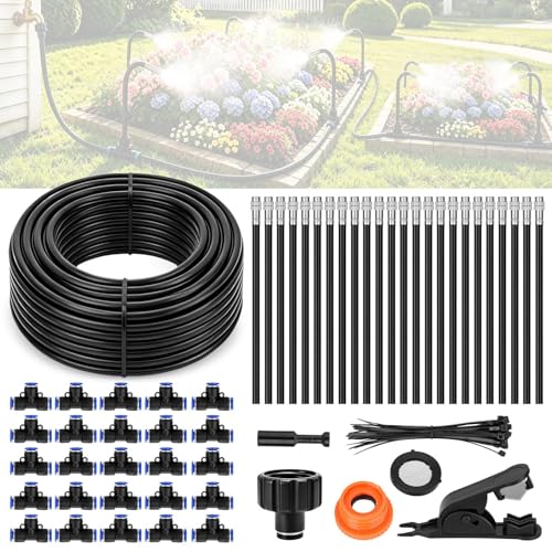 15M Bewässerungssystem Garten automatisches Sprühnebel-Bewässerungsset mit verstellbaren Düsen und 360 flexiblem Tropfschlauch für Blumenbeete Gewächshäuser Terrassen und Rasenflächen
