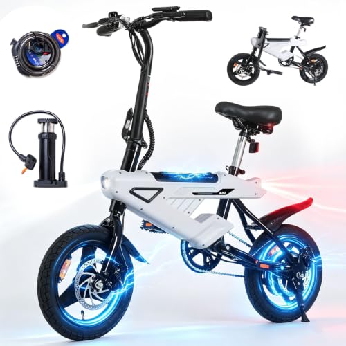 Gongxy A02 Bicicleta Electrica Plegable 14 Pulgadas   Bici Electrica con Batería de 36V 6.5Ah, 250W Motor, Todo Terreno Ebike para Adulto, Alcance de 15 30 km E Bike, Unisex Adulto Bici Electrica
