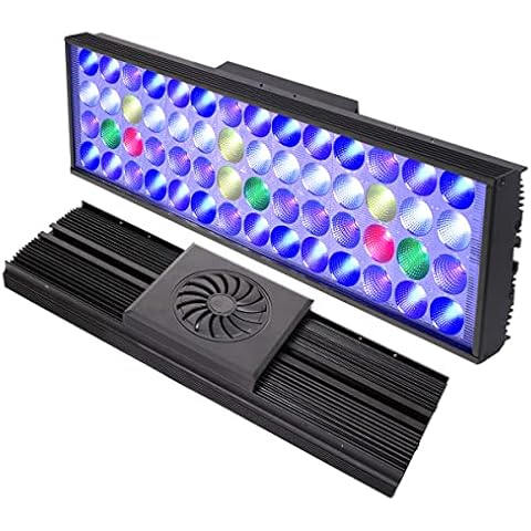 PopBloom Aquarium Lights Full Spectrum LED Coral Reef Light with Dual Dimmable Channels for Carols LPS SPS Marine Fish Tank Cover