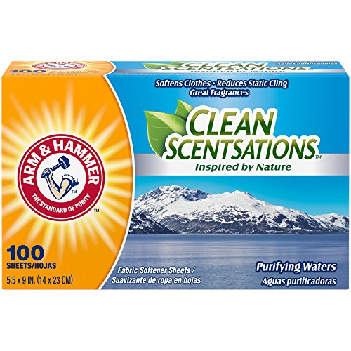 Arm & Hammer Clean Scentsations Fabric Softener Sheets, Purifying Waters, 100 Count