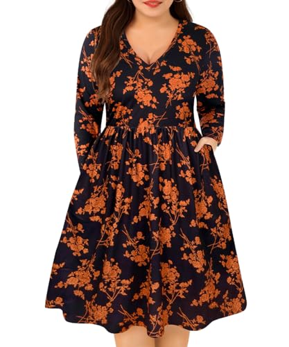 Image of RITERA Plus Size Dresses for Curvy Women Summer Spring Womens Dress V Neck Short Sleeve Casual Dress with Pockets XL-5XL