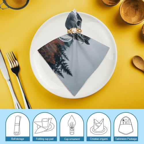 Servilletas de tela cuadradas blancas para mesa 4 unidades miniatura 7