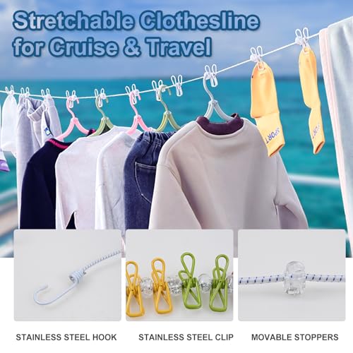 Cruise Ship Essentials 2025, 4 Cruise Luggage Tag Holders, 2 Retractable Cruise Lanyard, 2 Waterproof Phone Pouch and 1 Travel Clothesline for Cruise Ship, Royal Caribbean, Carnival Cruise Lines4