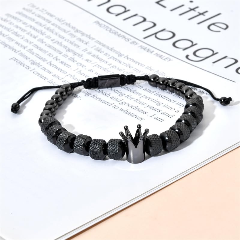 Pulsera ajustable de acero para hombre con corona miniatura 4
