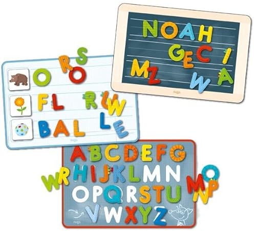 HABA 302590 - Magnetspiel-Box ABC-Entdecker, Fröhlich-buntes Buchstaben-Legespiel ab 4 Jahren, Zum spielerischen Kennenlernen des Alphabets und Schreiben erster Wörter