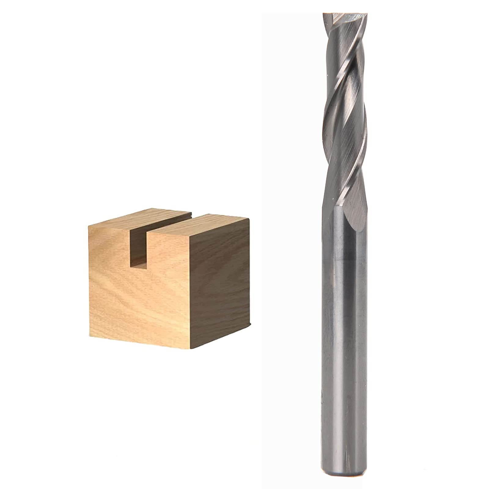 Sinoprotools Spiral Cnc Router Bits Upcut 1/4 Inch Shank, 1/4” Cutting Diameter, 1” Cutting Length, 2-1/2” Total Length, Hrc55 Solid Carbide Cnc Mill Bits For Wood Carving Spiral Cutter