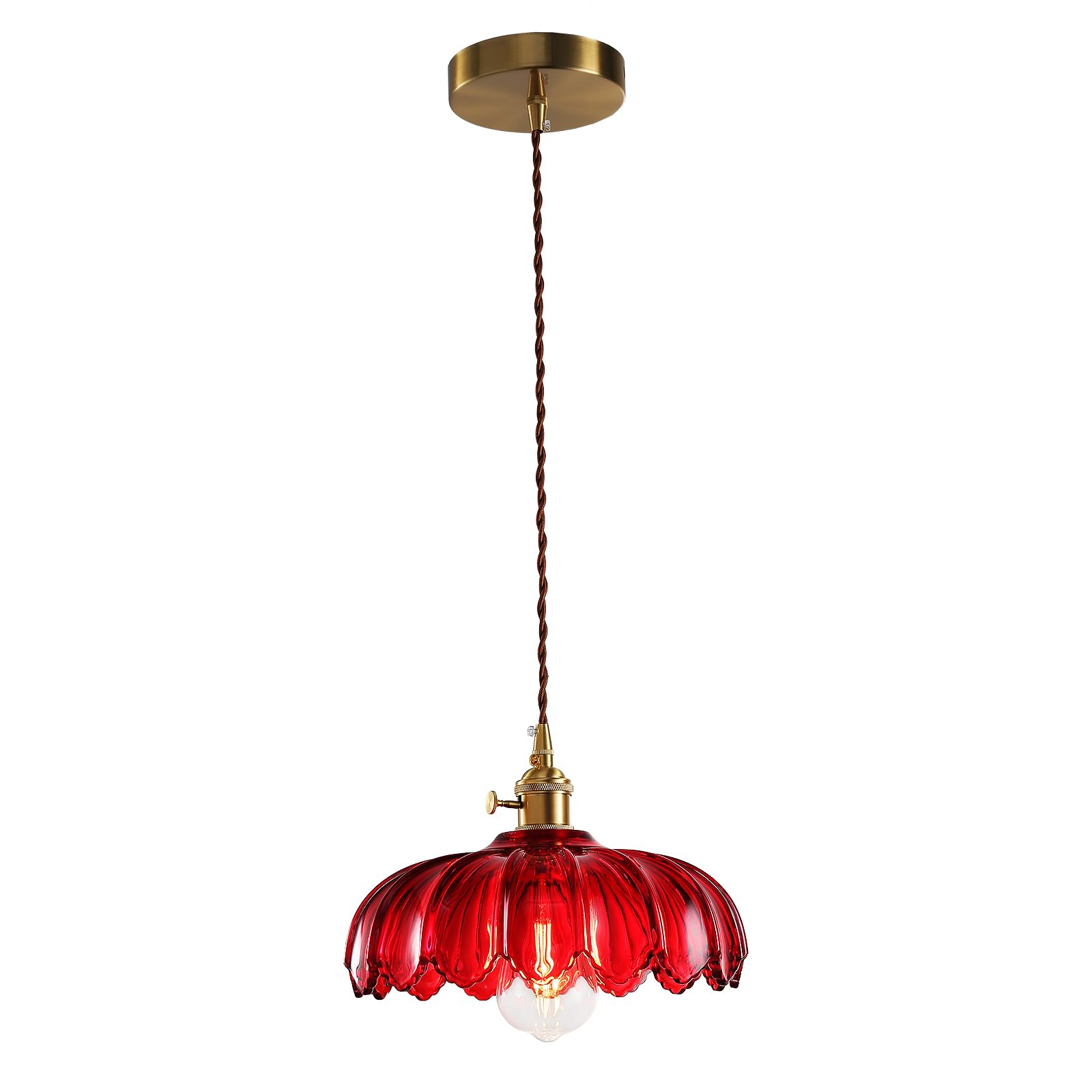 Xzhgcee Red Vintage Pendant Light Fixtures: Pendant Lights Kitchen Island, Glass Pendant Light, Modern Chandelier Pendant Light Fixture For Bedroom, Dining Room