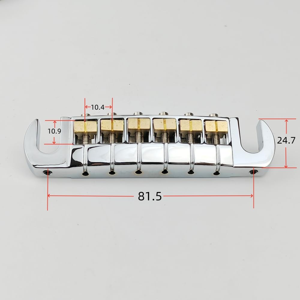 Guyker Puente envolvente para guitarra ajustable con sillines y postes de latón (GM006, cromado)