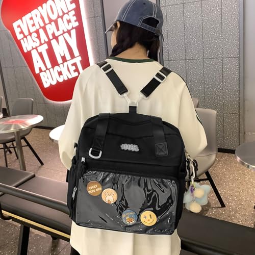 Teclado Kawaii Messenger Bag with Cute Accessories Nylon Casual Crossbody Bag with Pendants Shoulder Bag Travel Daypacks2