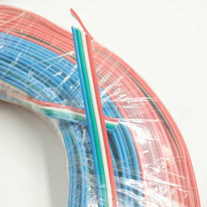 Cavo a Nastro Piatto a 4 Pin 20 AWG da 100 m con connettori Stampati, 100 m/Rotolo, Filo colorato (Color : Black)