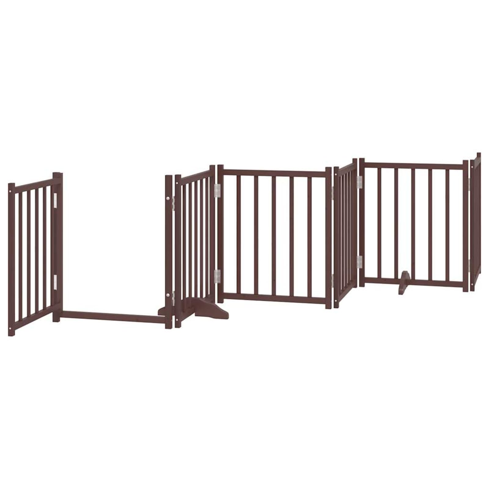Tidyard 6-TLG. Hundetor mit Tür Faltbar Braun Eiche 300 cm Tannenholz, Modulares Haustiertor für Zimmer Durchgänge Korridore für Kleintiere wie Hunde Katzen Welpen352293