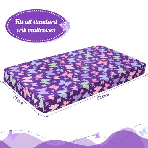 Image of Cloele Butterfly Fitted Crib Sheet for Girls,52x28in,Infant Toddler Sheet | Baby Nursery Bed Sheet,Cozy Bed Sheet,Suitable for Standard Crib and Toddler Mattresses