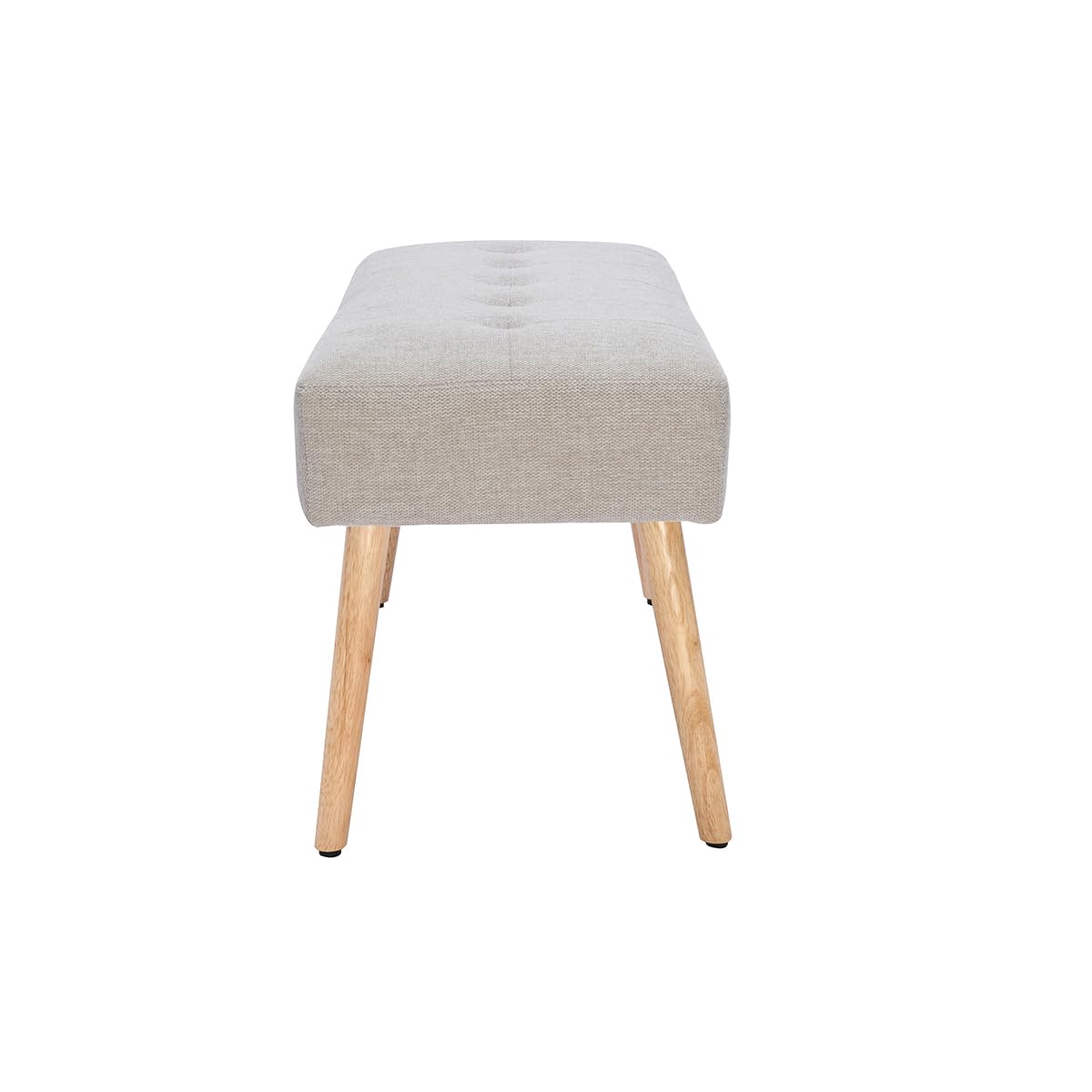 Miliboo Banc scandinave capitonné en Tissu Effet Velours texturé Beige et Bois Clair L96 cm GUESTA
