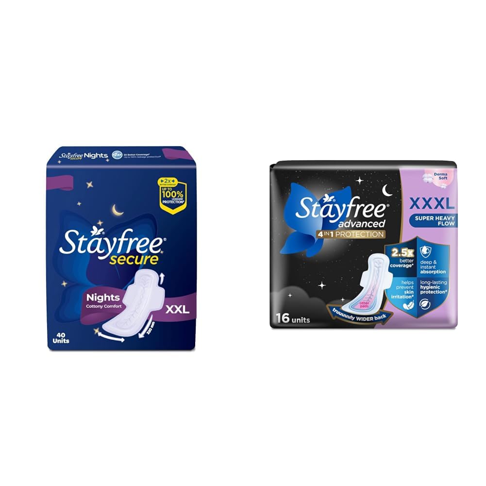 Stayfree Secure Nights XXL | 40 Pads| Cottony Soft Sanitary Pads for Women | Upto 100% leakage protection | Buy XXL at XL price | Absorbs 2x Faster with Wider Back | & Advanced XXXL Thin Sanitary Pads-image-5