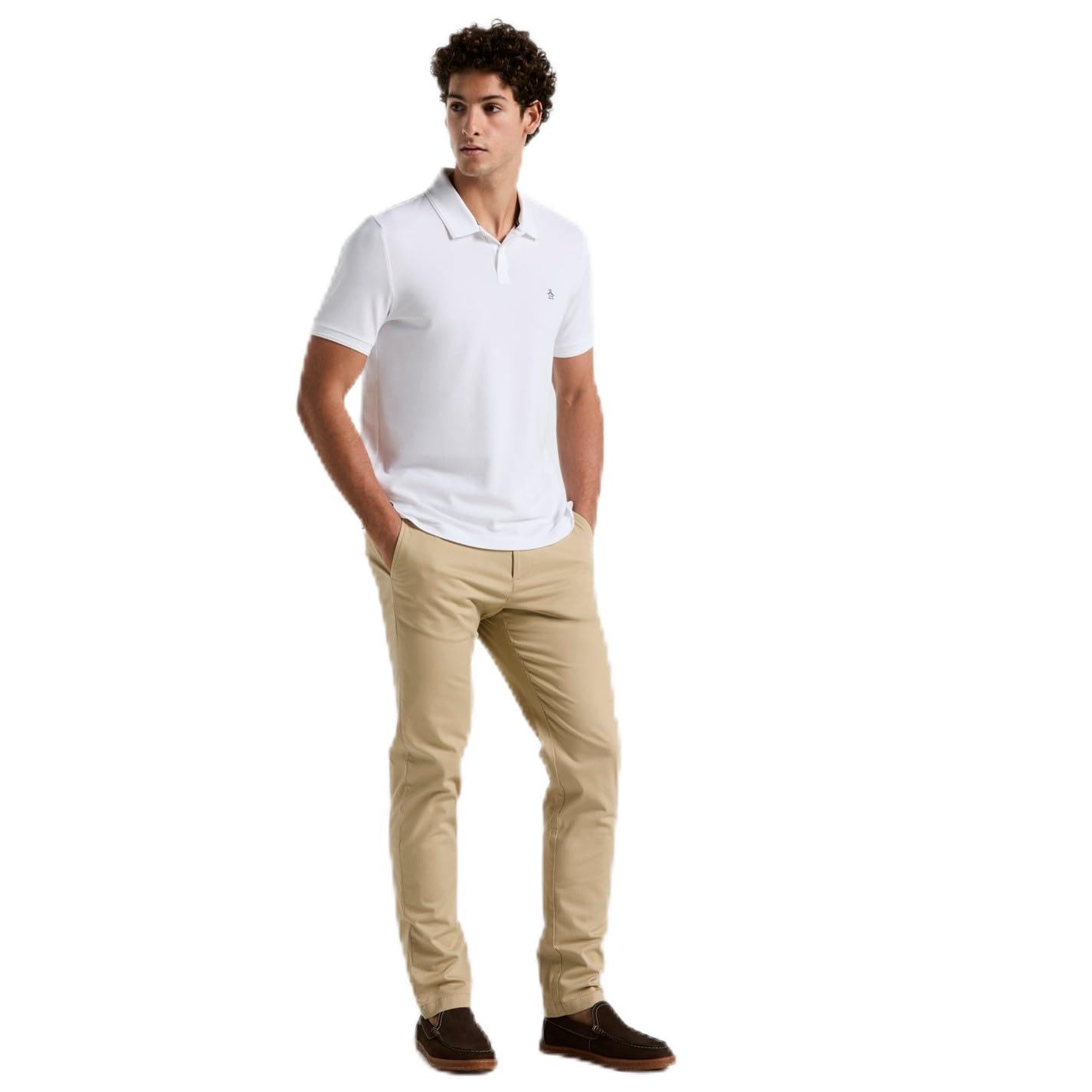 Original Penguin Daddy Polo Short Sleeve Shirt with Sticker Peter Logo White