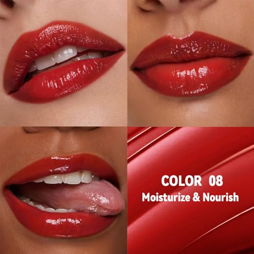 Image of 1Pc Ruby Red Butter Lipstick Tinted Lip Balm, Shine Moisturizing Plumper Lipstick for Women, Natural Nourishing Hydrating Lip Gloss Stain for Dry Lips, Lightweight Lip Liner Care Vegan Makeup