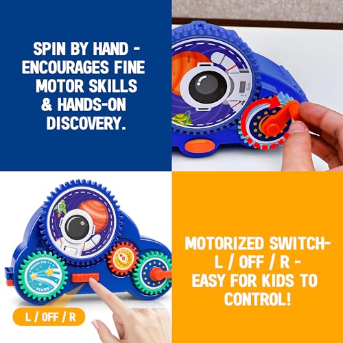 Image of Motorized Spinning Gear Building Toys for Kids, Space Rocket STEM Construction Set, Educational Interlocking Building Blocks Puzzle | Gear Toys for Toddlers Ages 3-8