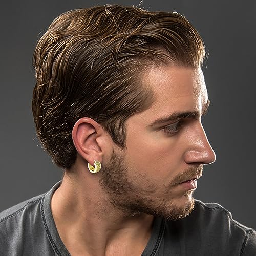 14 Pairs Earrings for Men and Women - Black Stud, Hoop, Cross, and Dangling Earrings Set - Stainless Steel Ear Cuffs Piercing Jewelry3