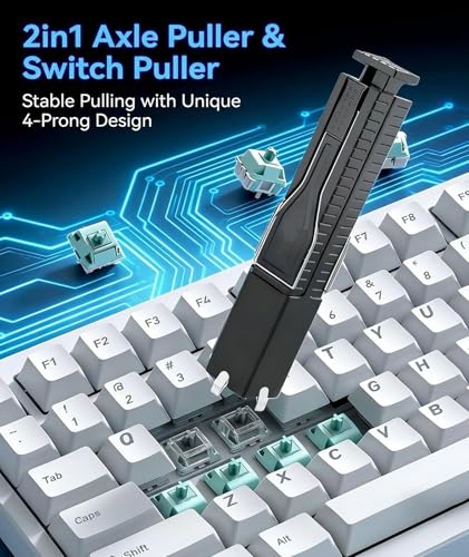 Image of 3 Pcs Figurine Keycap Puller, Switch Puller Tool, 2-in-1 Keyboard Key Remover and Cleaner Kit with 1 Black Puller and 2 Black Brush, Essential Tool for Mechanical Keyboard Maintenance